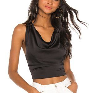 Superdown Small Black Tie Back Top